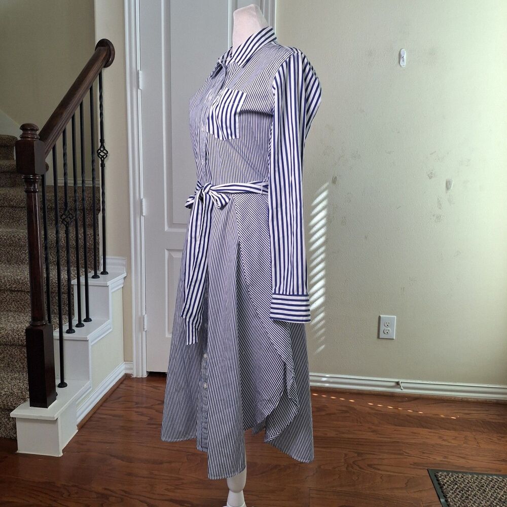 Lauren Ralph Lauren Shirtdress Striped Blue White 4 Preppy Nautical Cotton Money - Picture 4 of 15